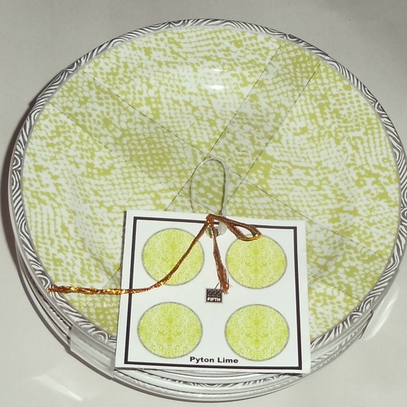 222 Fifth Pyton Lime Fine China Set of Four Appetizer Plates - New With Tags - Picture 2 of 5
